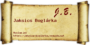 Jaksics Boglárka névjegykártya